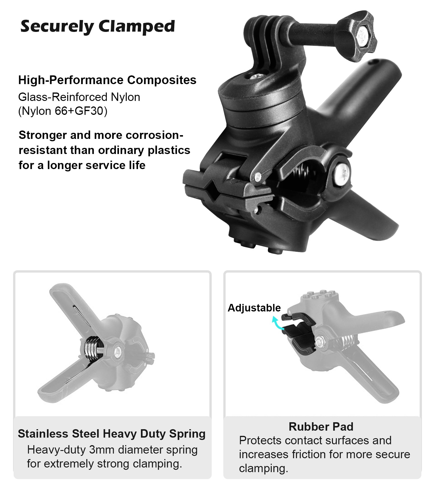 1S Quick Clamp Action Camera Mount for 0.87"-1.57" Bike Handlebar