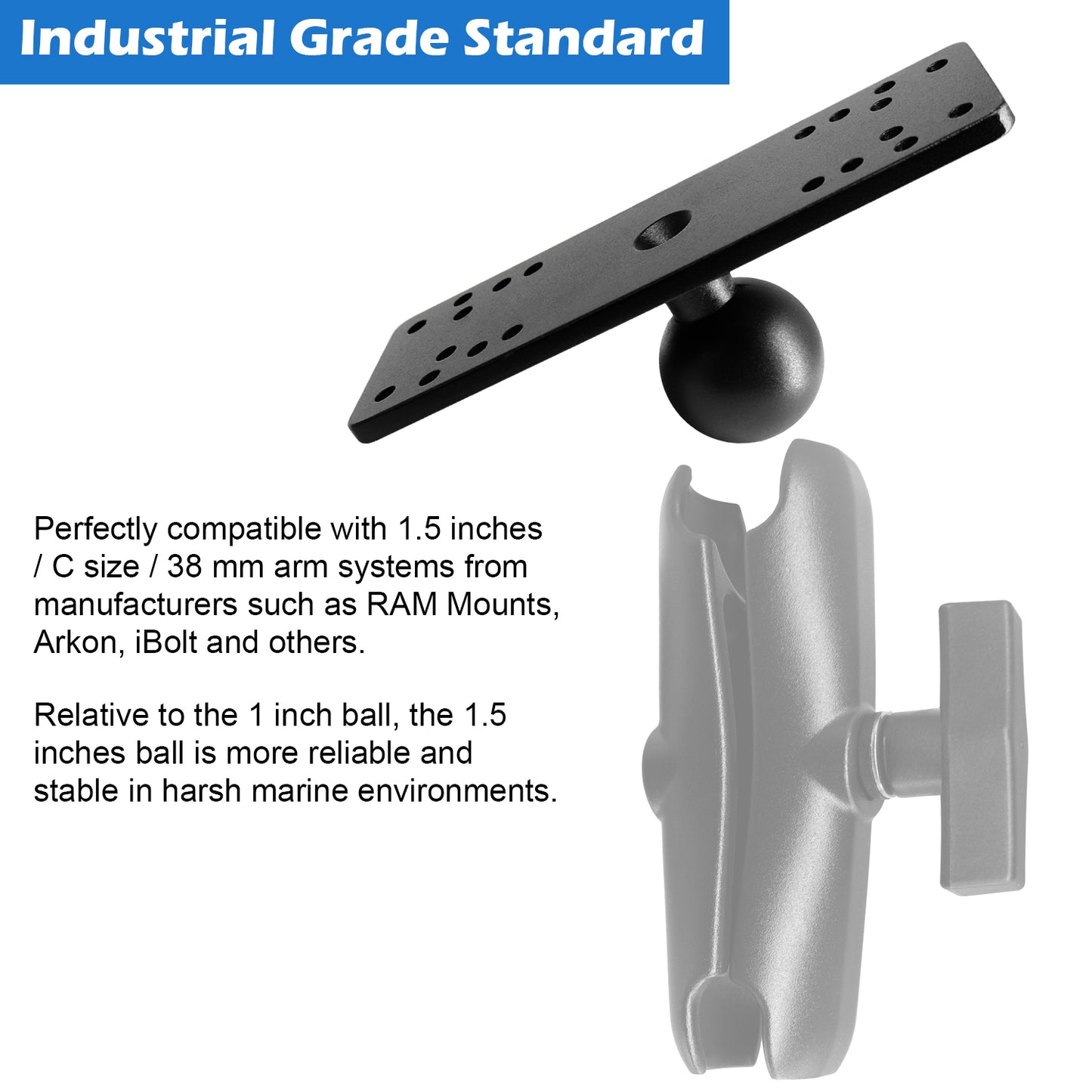 1.5" Ball Universal Fish Finder Mounting Plate