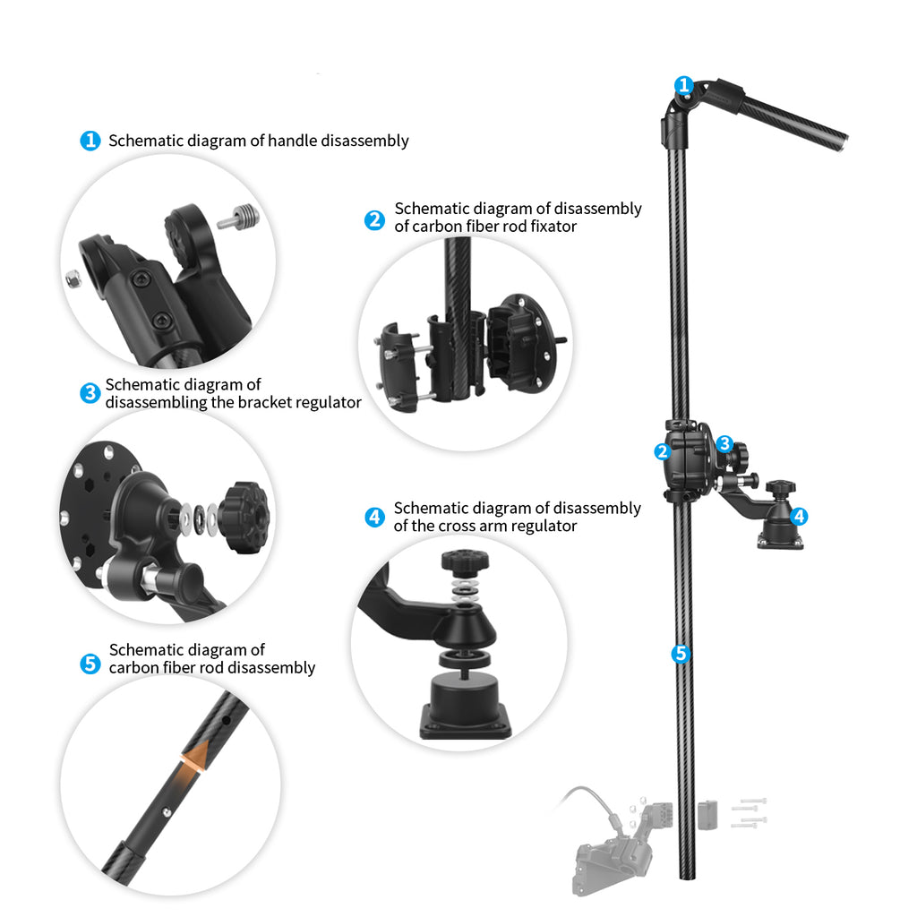 WINDFRD Custom High-Strength Carbon Fiber & Cast Aluminum Transducer Pole Mount
