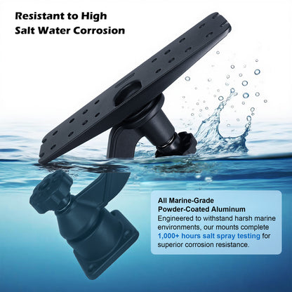 WINDFRD All Aluminium Fish Finder Mount for 9" to 12" Large Fishfinder, Reinforced Arm Marine Electronic Mount, Compatible with Garmin, Lowrance and More Depth Finder