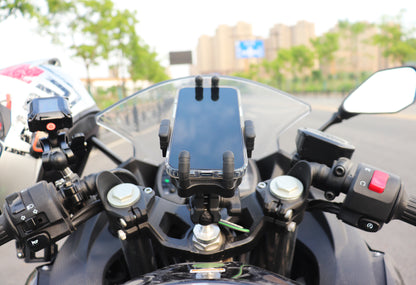 Support de téléphone pour fourche de moto avec amortisseur de vibrations 