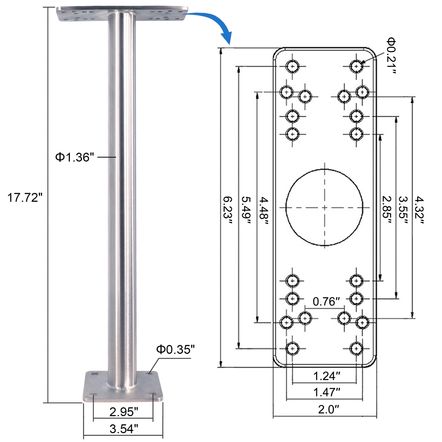 All 304 Stainless Steel Fish Finder Mount, Marine Electronics Mount Holder for Boat, Securely Holds 5" to 16" Screens, Compatible with Garmin, Lowrance and More Depth Finder