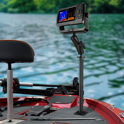 WINDFRD All Aluminum Fish Finder Mount with 17" Long Shaft and 1.5" Ball/C Size 5.9" Adjustable Arm, Marine Electronic/Depth Finder Mount, Compatible with Garmin, Lowrance, Humminbird and More