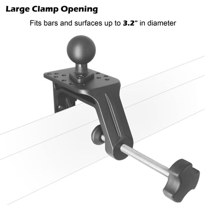 Base de montage en aluminium robuste avec grande ouverture de serrage en C et boule de 1,5", poignée de bureau/plate-forme latérale, dégagement rapide, compatible avec les supports RAM C, bras à double douille à boule de 1,5 pouce