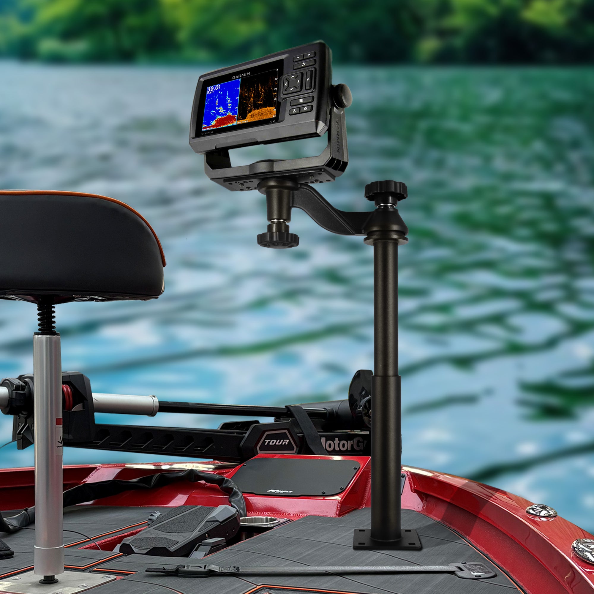 Aluminum Height Telescopic Fish Finder Mount, Marine Electronics Mount with Horizontal Swing Arm for 5"-12" Large Depth Finder Display, Compatible with Garmin, Lowrance, Humminbird and More