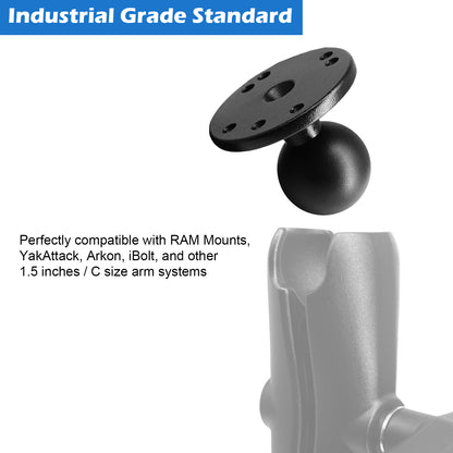 Plaque ronde en aluminium WINDFRD avec trou AMPS de 1,5", accessoires de montage réglables pour tablettes/sondeurs, compatible avec RAM, Arkon, iBolt et plus encore. Bras à double douille sphérique de 1,5 pouces/taille C.