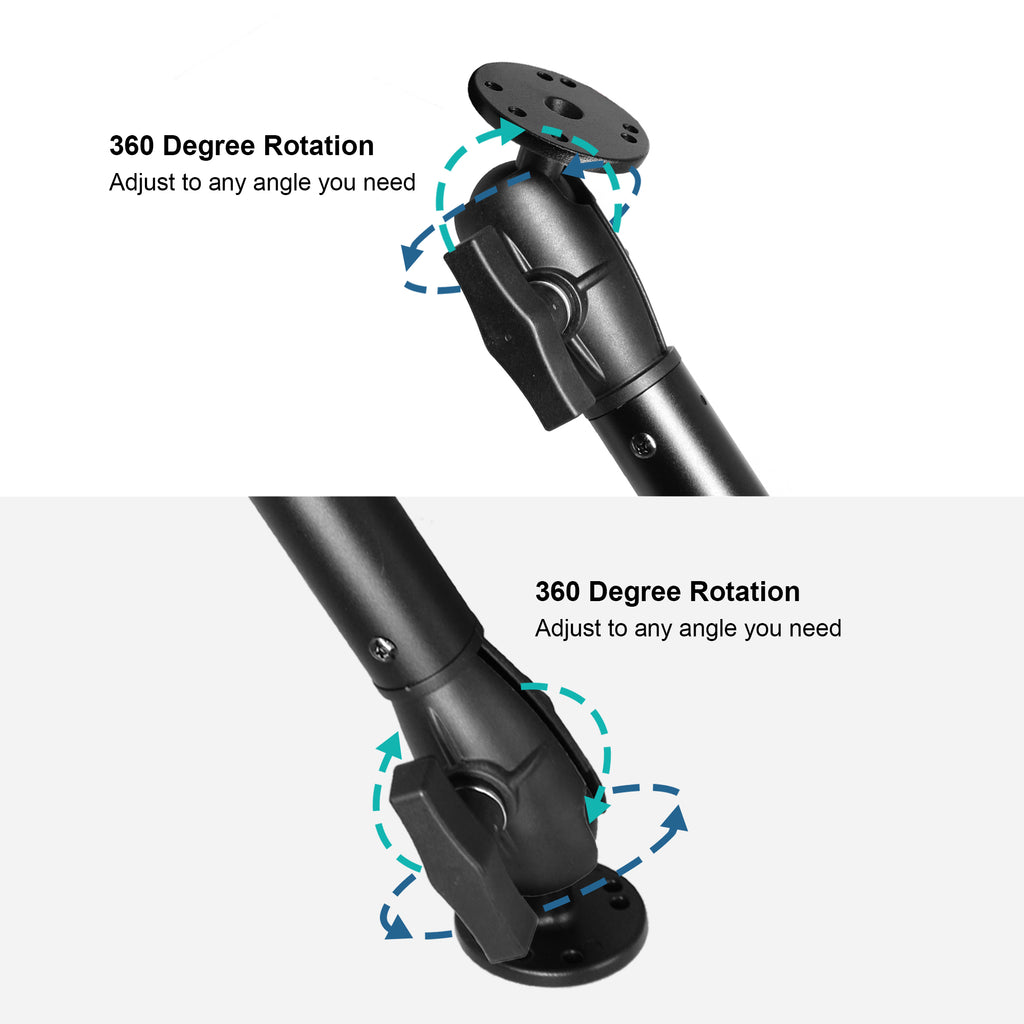 1.5" / C Size Aluminum Double Ball Mount with Extension(18.3") Arm and Two AMPS Round Plates