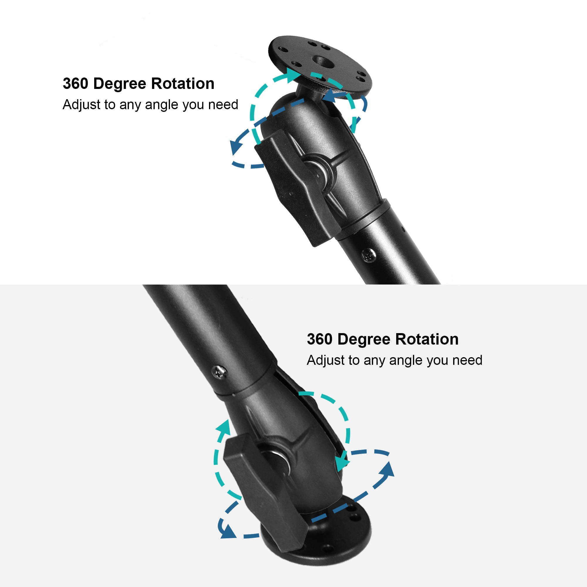 1.5" / C Size Aluminum Double Ball Mount with Extension(18.3") Arm and Two AMPS Round Plates