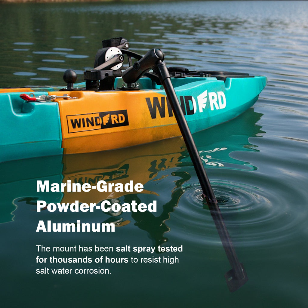23.6" Long Transducer Pole Mount for Kayak, Transducer Pole with T-Bolt Track Ball Base and Double Socket Arm, Adjustable Transducer Arm for Boat, Compatible with Garmin, Lowrance
