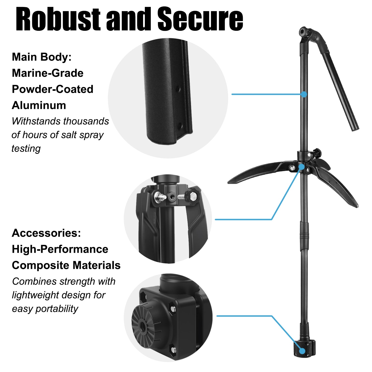 Ice Fishing Transducer Pole Mount with 0 Degree Mount, Livescope Transducer Pole with Tripod Ice Mount, Compatible with Garmin LVS34, Compatible with RAM Mounts C Size/1.5'' Double Socket Arm