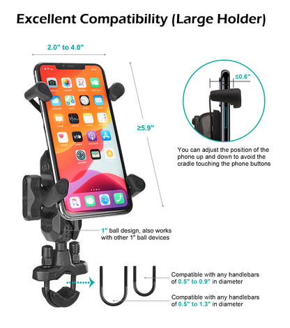 Motorcycle Phone Mount Firmly Clamp Cellphone