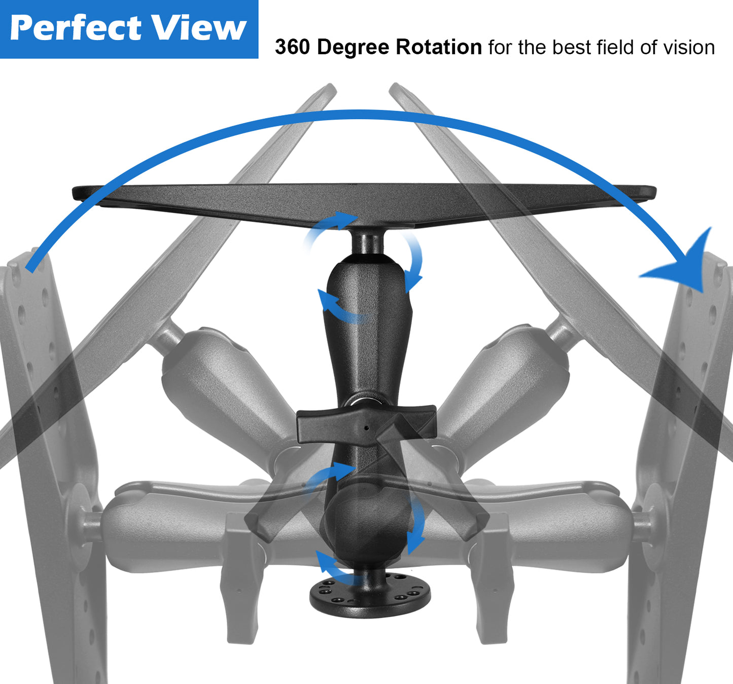 1.5" Ball Fish Finder Mount for 9" to 12" Large Fishfinder, Marine Electronic Depth Finder Mount with C Size Ball, Compatible with Garmin, Lowrance, Humminbird and More