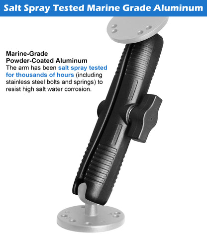 Bras à double douille long en aluminium (17 cm) pour accessoires à rotule de 25 mm (taille B), pince puissante, compatible avec les supports RAM, iBolt et plus encore.