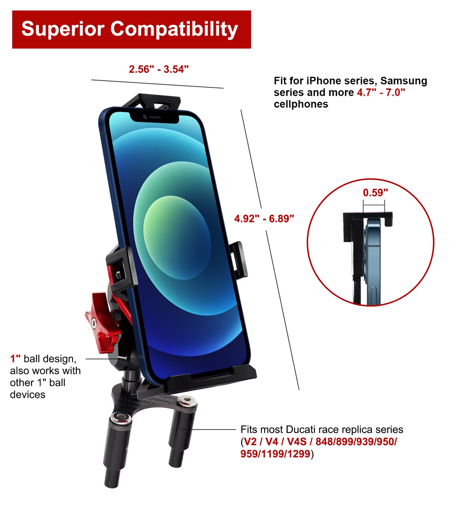 Motorcycle Phone Mount with Action Camera Adapter