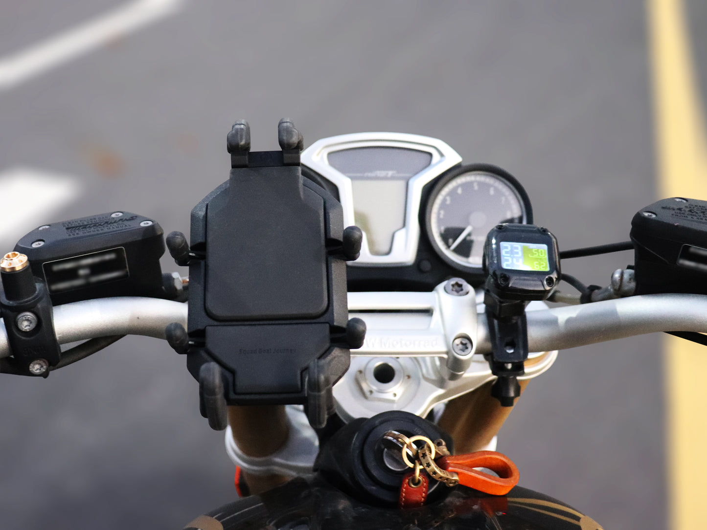 Vibration Dampening Motorcycle Phone Mount with Handlebar Base