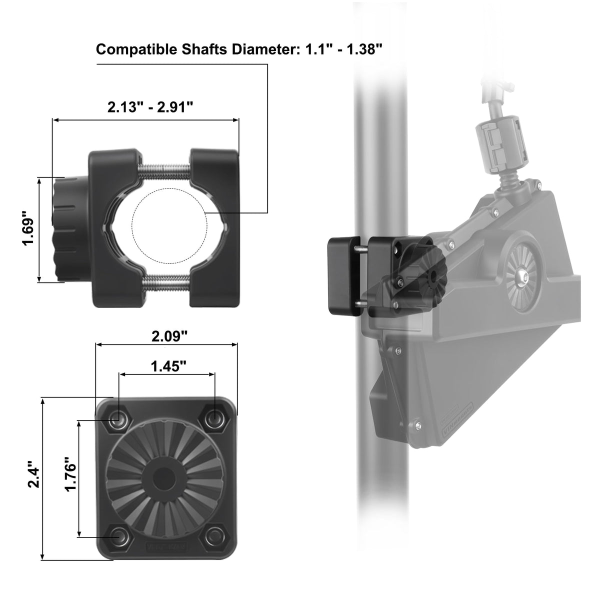 Live Sonar Scope Transducer Mount Adapter Fits LVS62