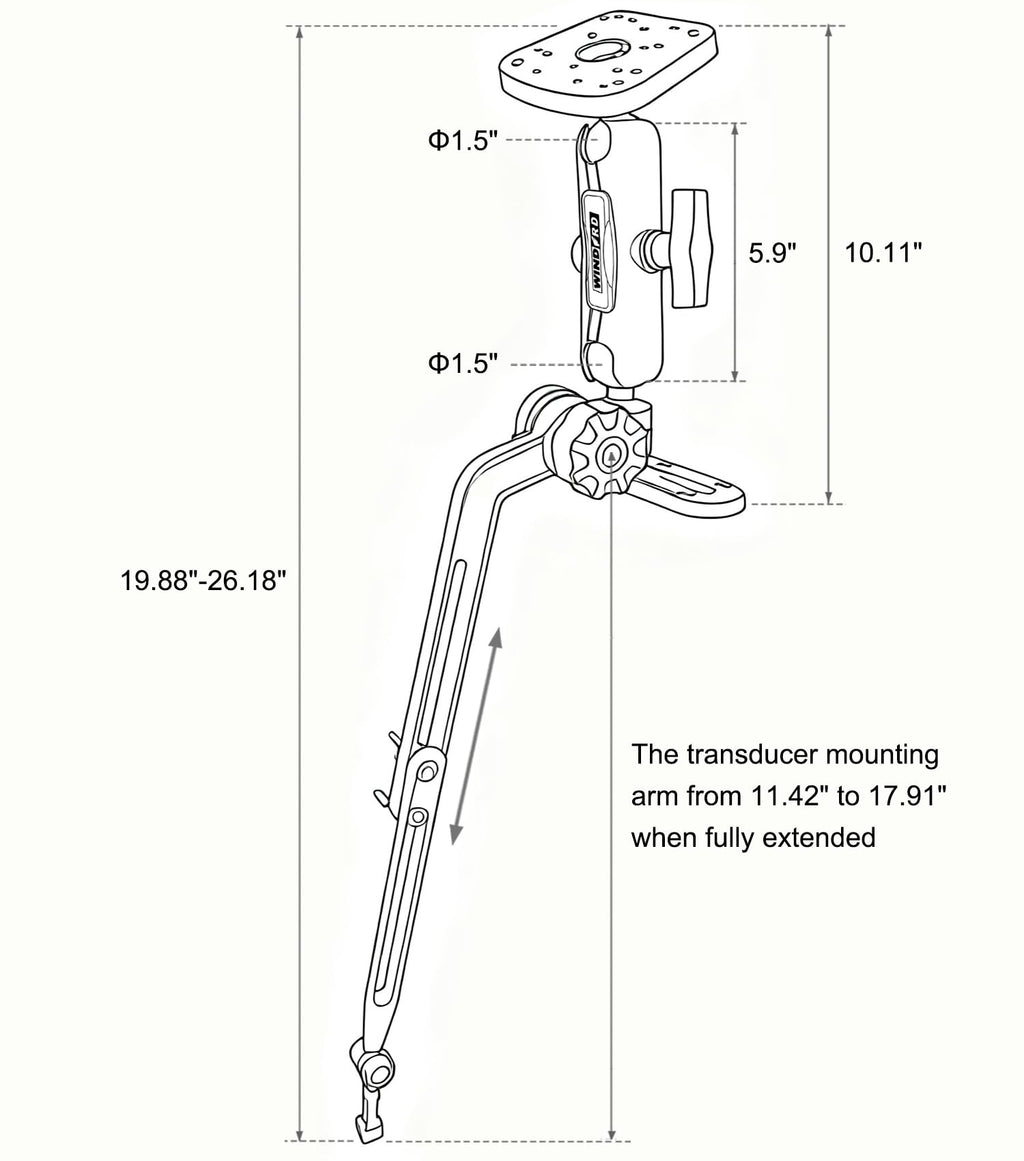 Kayak Fish Finder Mount with Transducer Arm, Boat Mount, Upgraded Version