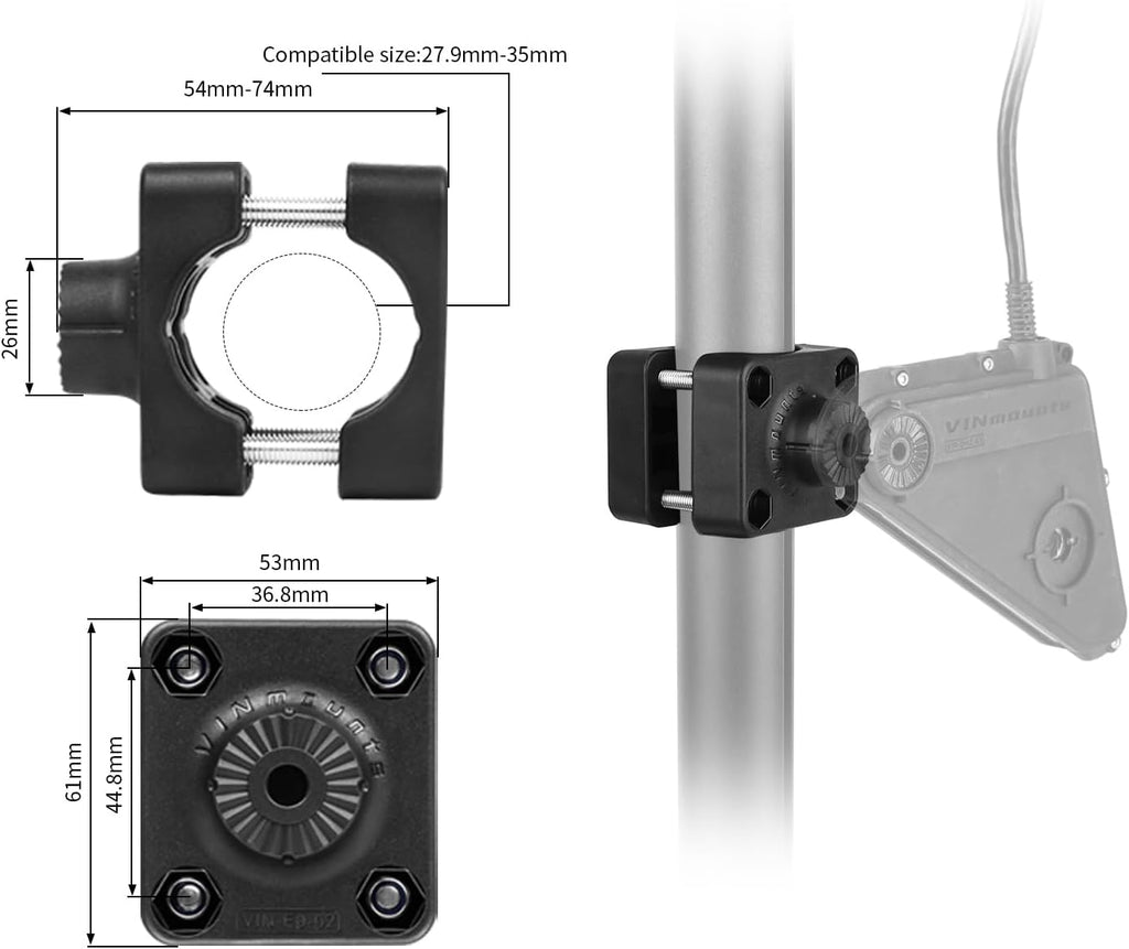 Transducer Pole Mount Compatible with Lowrance Eagle Eye 9