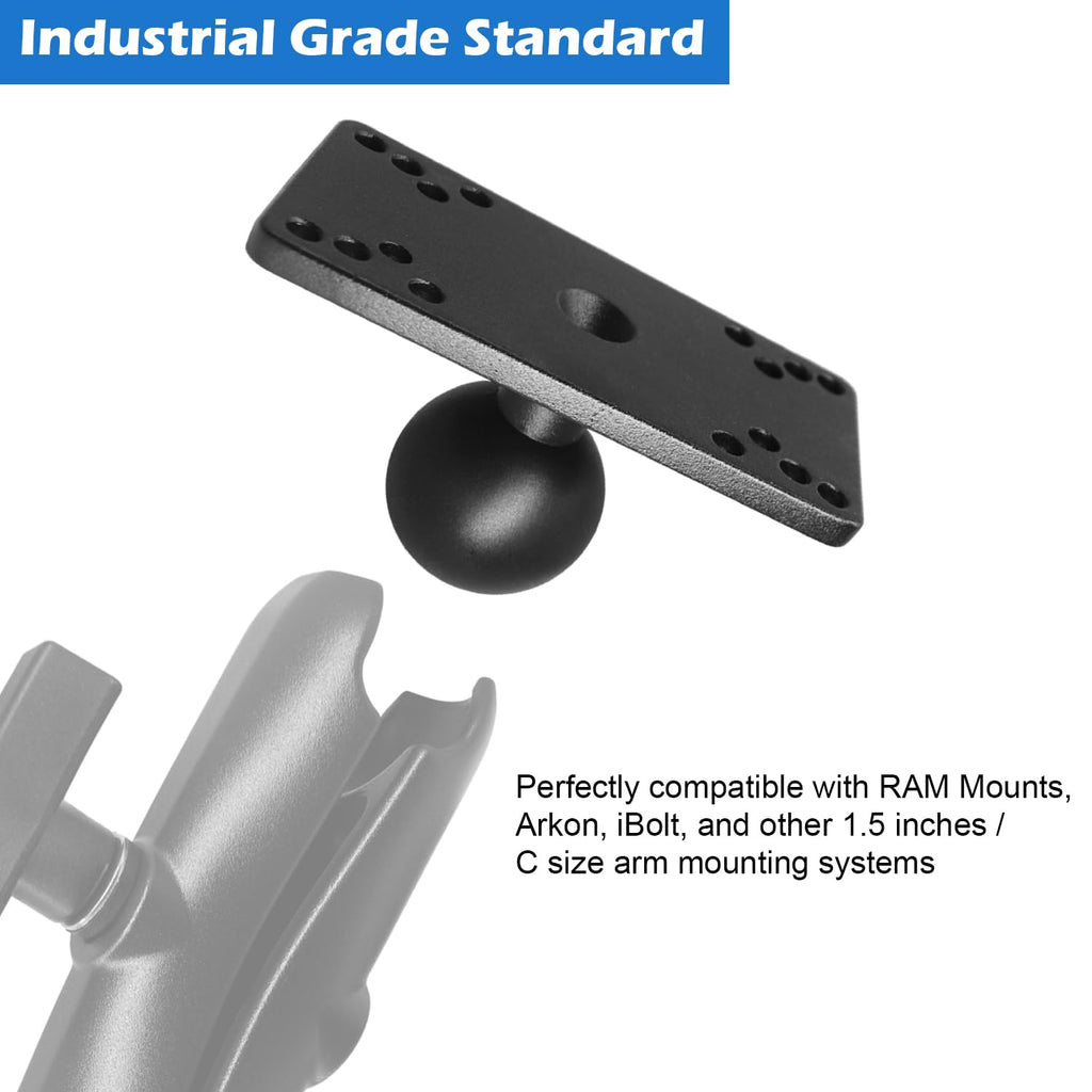C Size 1.5 Inch Aluminum Fish Finder Mount Plate Fits Helix 5 & 7