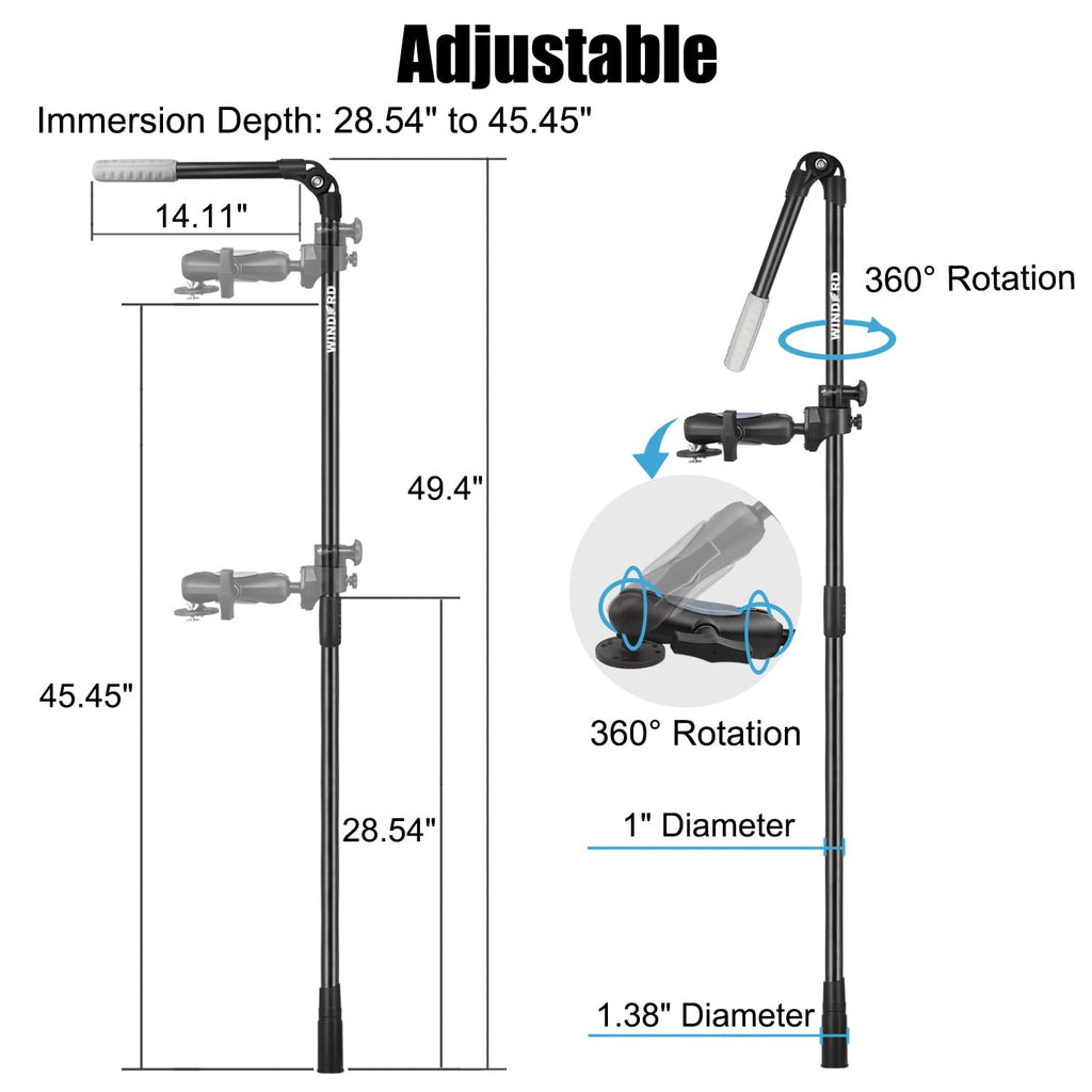 Aluminum Live Scope Transducer Pole DIY for Kayak Boat