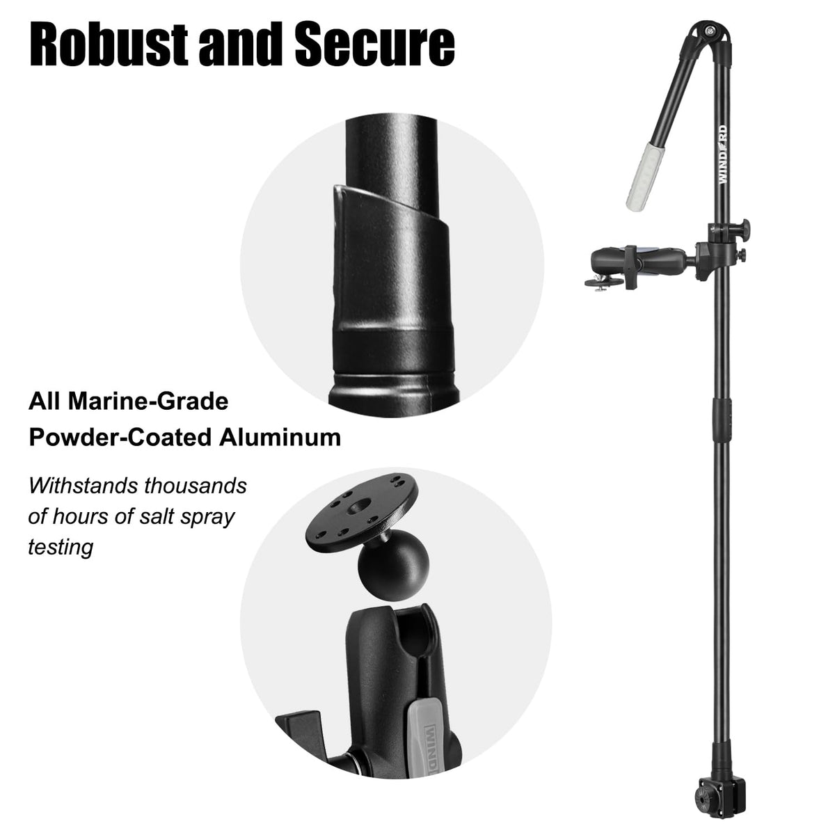 Aluminum Live Scope Transducer Pole Mount for Boat Kayak, LVS34 Adapter Included