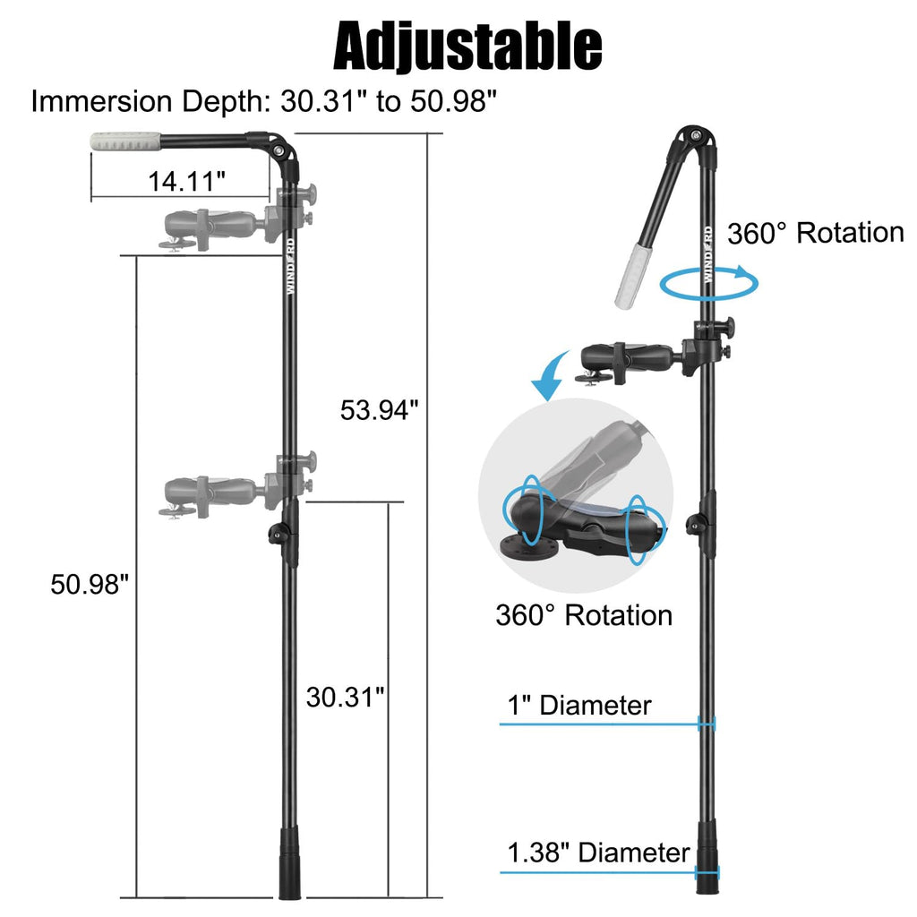Foldable Live Sonar Scope Transducer Pole, FFS Mount