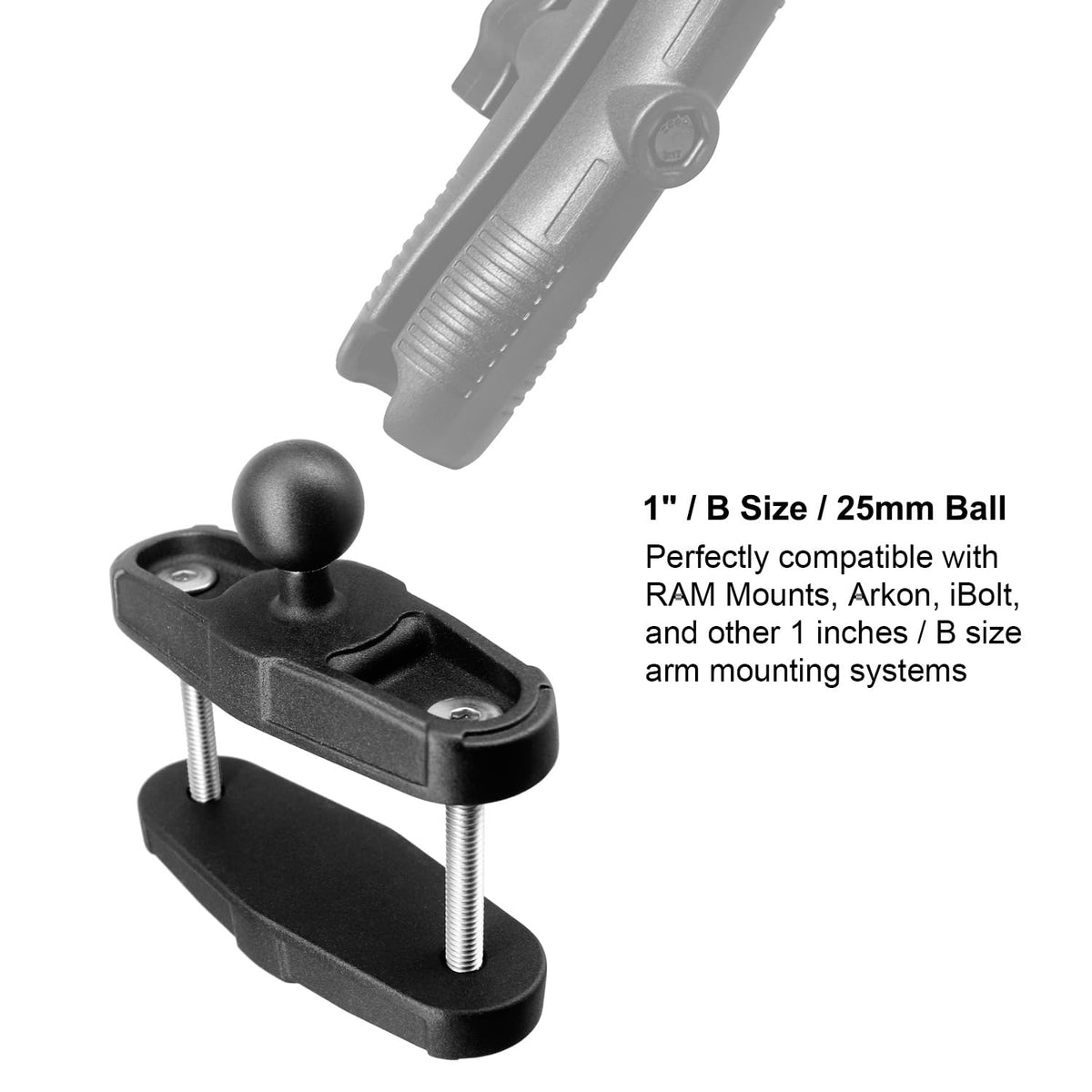 Aluminum Square Rail Clamp with B Size 1 Inch Ball for Square Rail