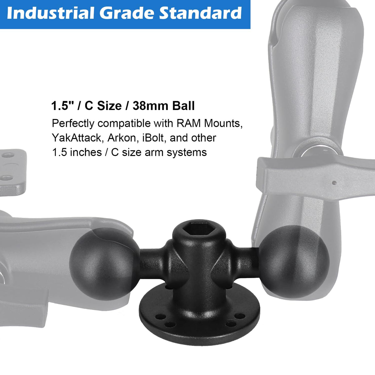 Aluminum C Size Dual Ball 2-in-1 Base Bracket Mount