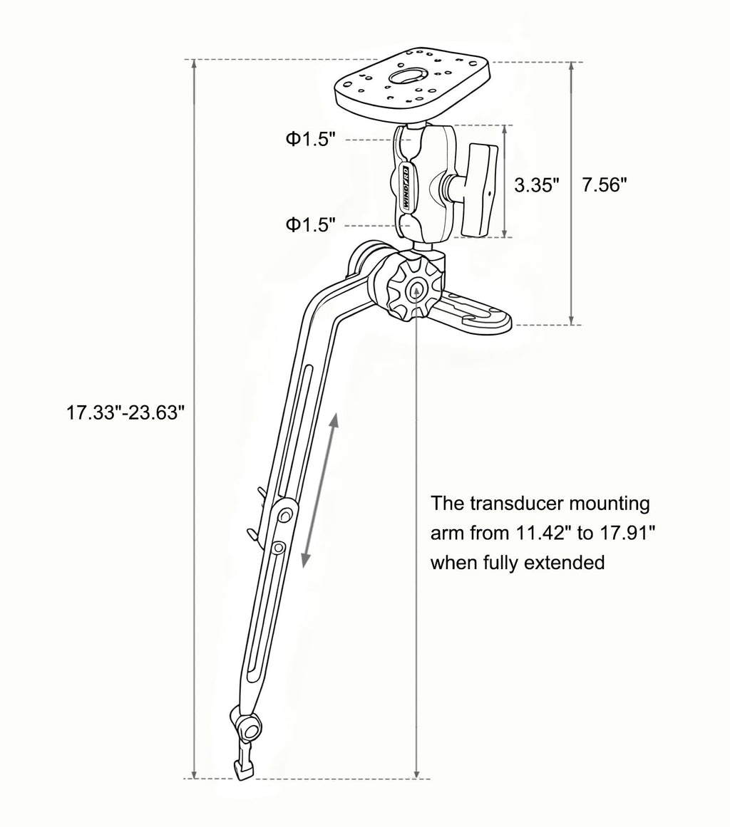 Kayak Fish Finder Mount with Transducer Arm, Boat Mount, Upgraded Version