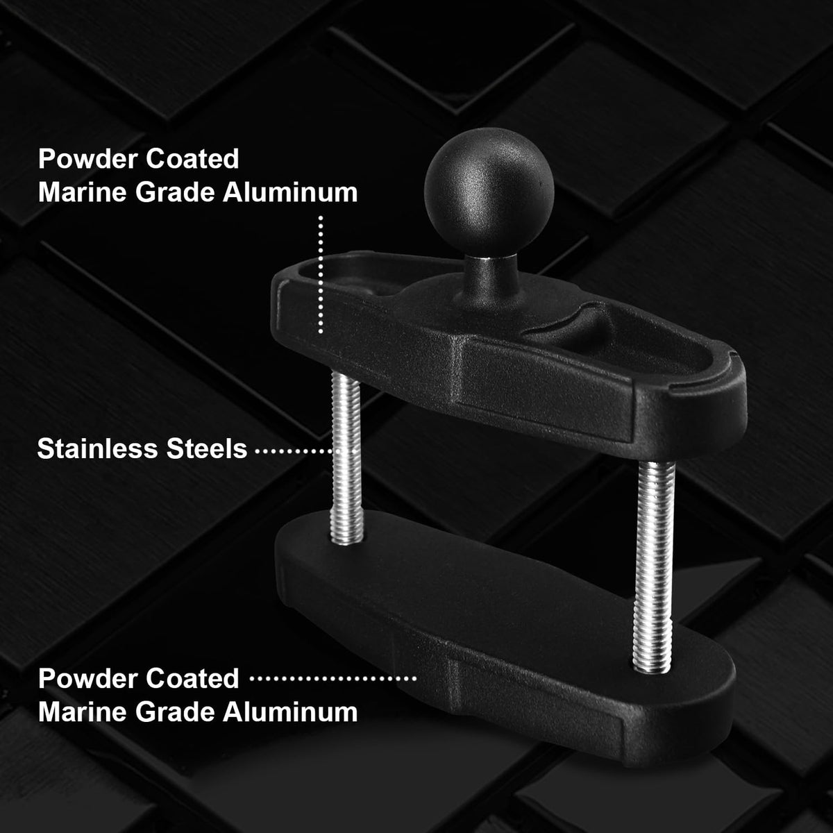 Aluminum Square Rail Clamp with B Size 1 Inch Ball for Square Rail