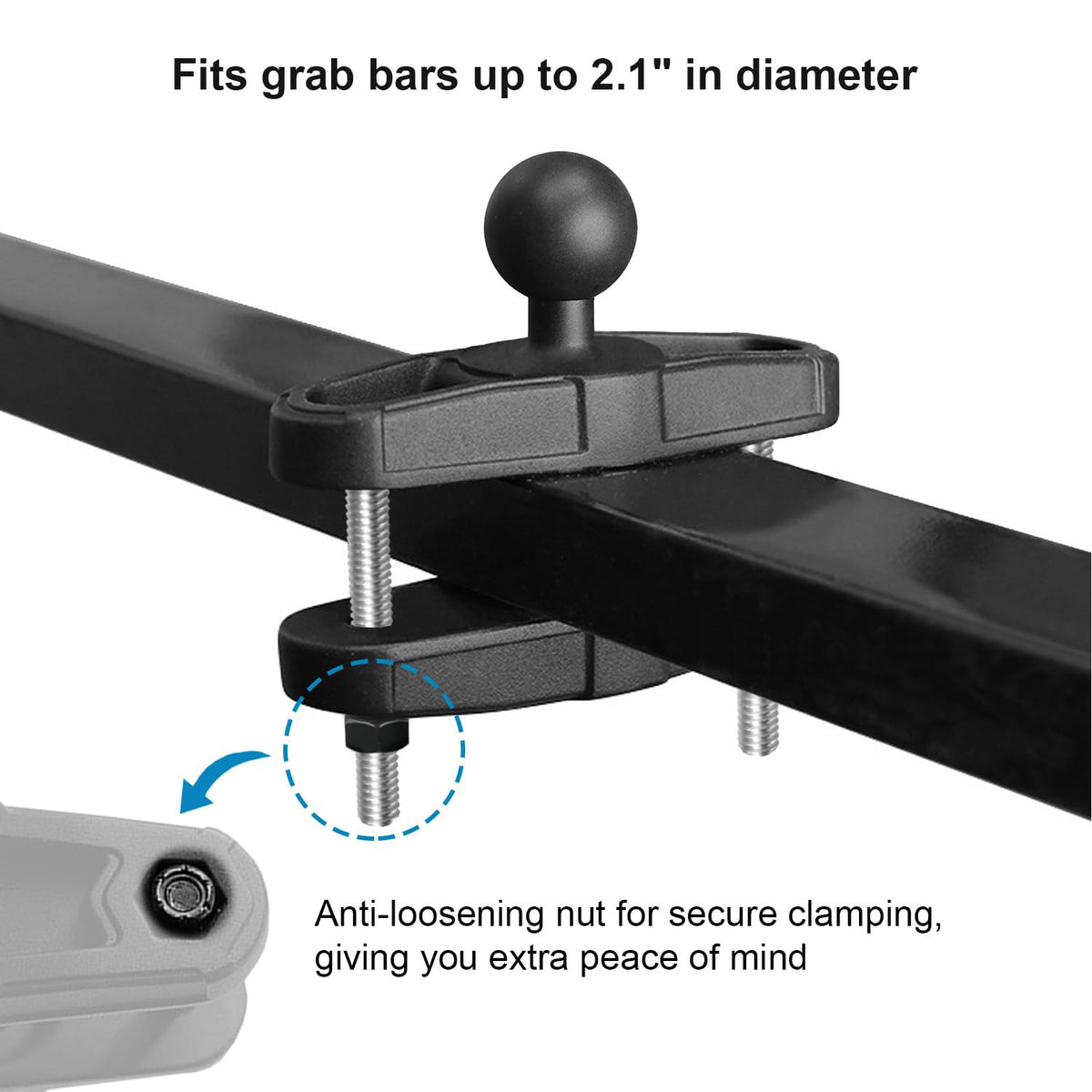Aluminum Square Rail Clamp with B Size 1 Inch Ball for Square Rail