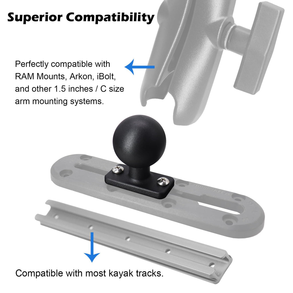 WINDFRD C Size 1.5" Track Ball Mount Base for Boat Kayak Fishing