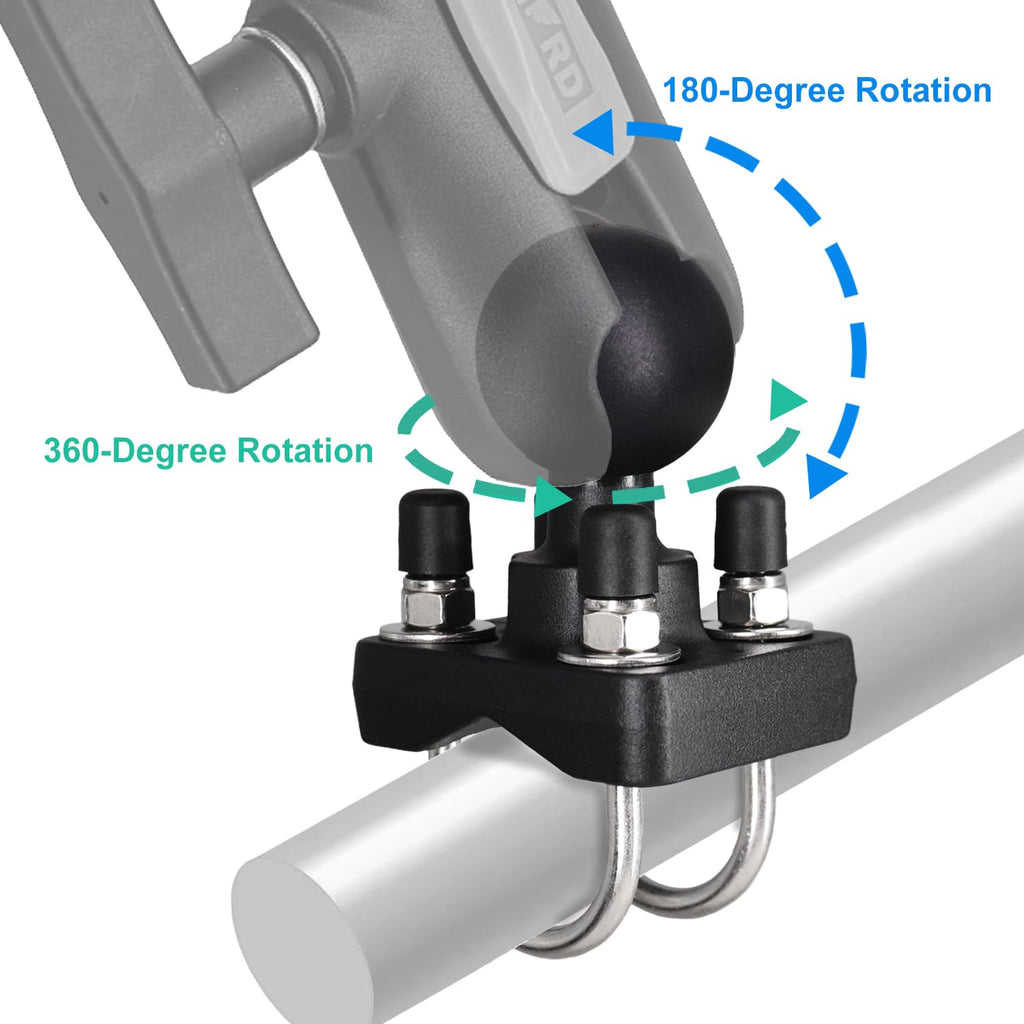 1.5" Ball U-Bolt Base, Marine Rail Forklift Pipe Mount