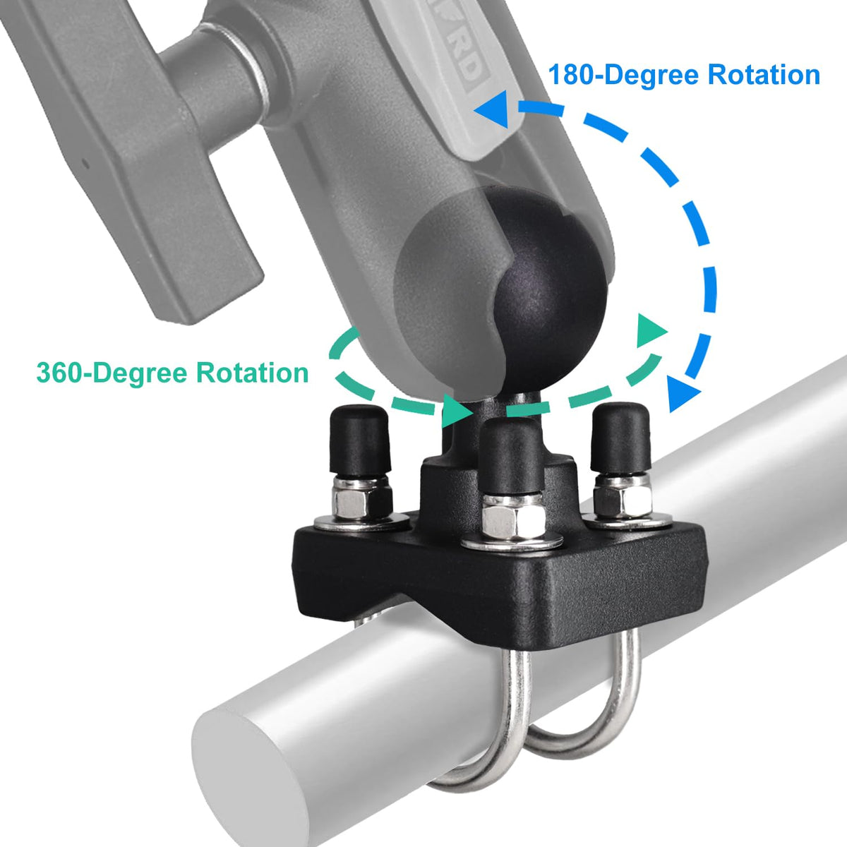 1.5" Ball U-Bolt Base, Marine Rail Forklift Pipe Mount