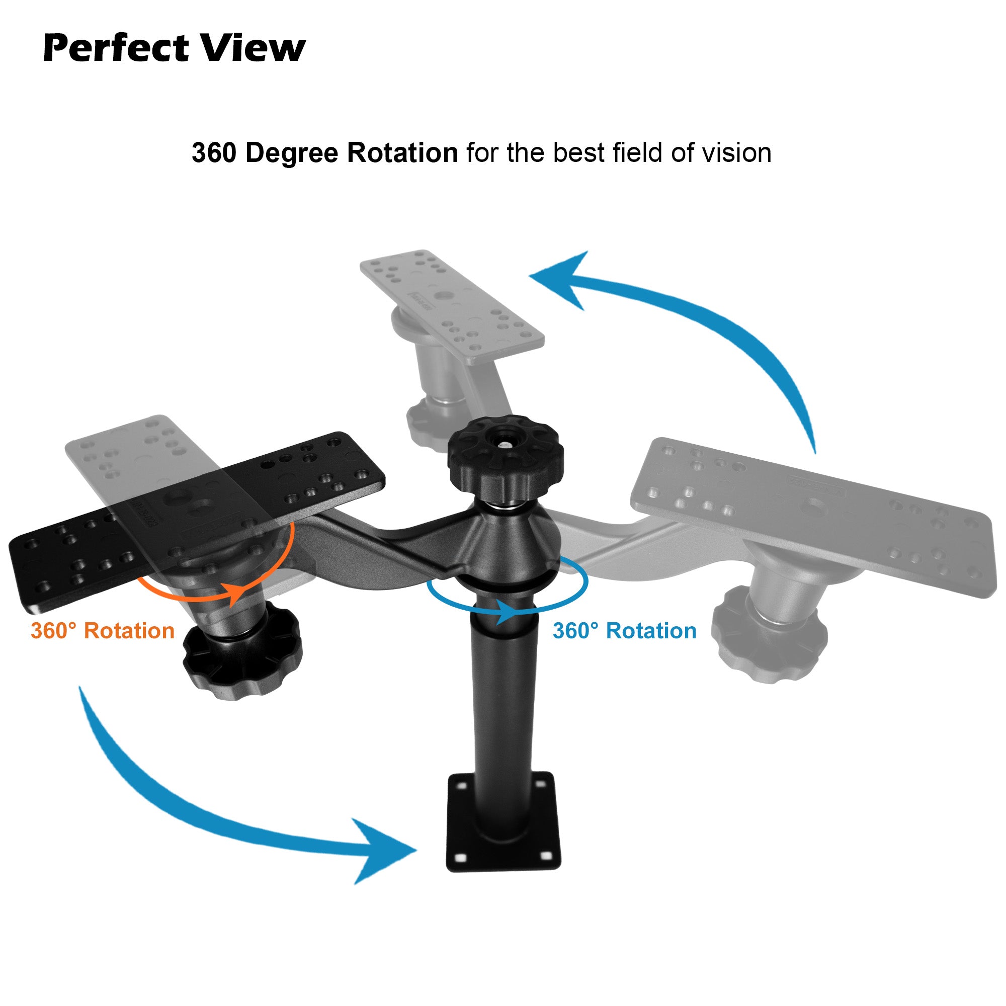 Aluminum Height Telescopic Fish Finder Mount, Marine Electronics Mount with Horizontal Swing Arm for 5"-12" Large Depth Finder Display, Compatible with Garmin, Lowrance, Humminbird and More