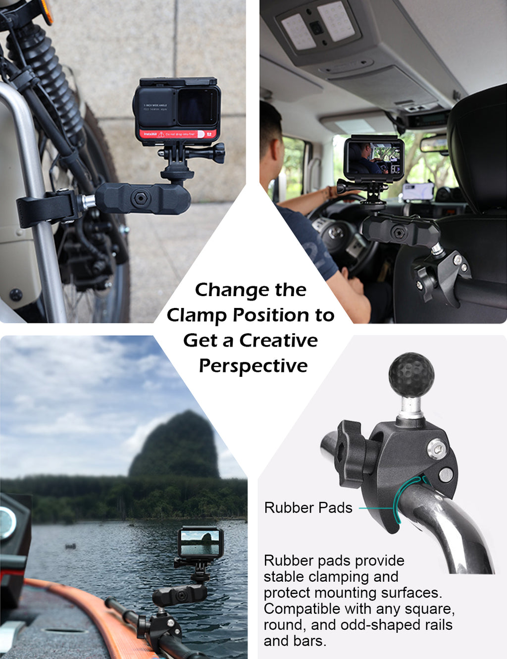 Motorcycle Clamp Phone Mount with Vibration Dampener