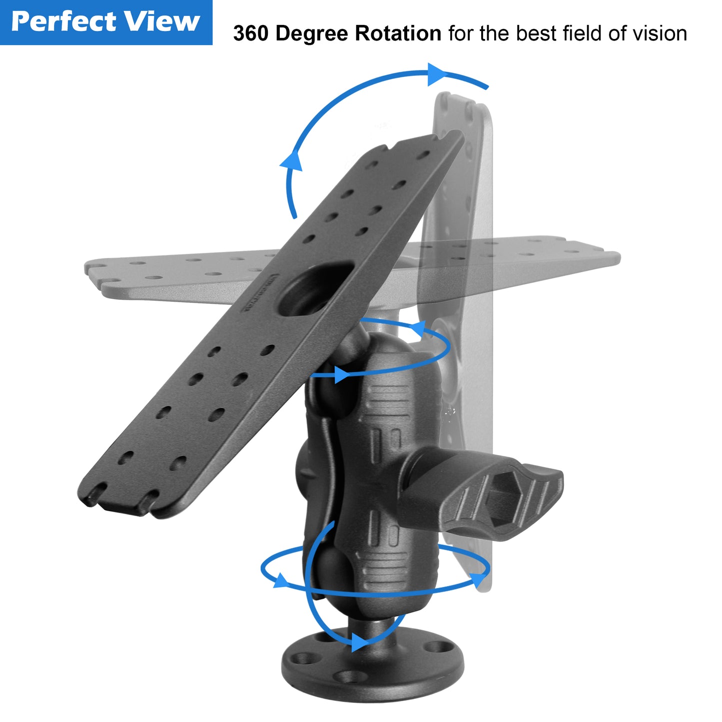 WINDFRD 2.25"/D Size Fish Finder Mount for 9" to 12" Large Fishfinder with Wrench, Super Load-Bearing Marine Electronic Mount, Compatible with Garmin, Lowrance, Humminbird and More