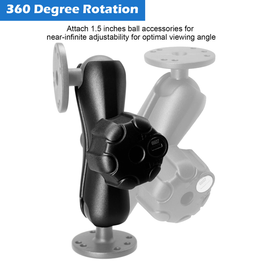 Aluminum 1.5" Ball Medium(5.9") Length Double Socket Arm with Anti-theft Knob System
