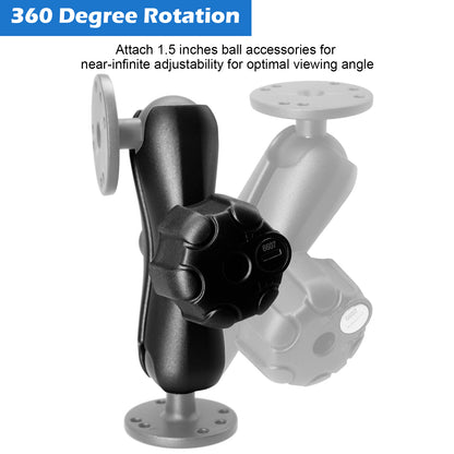 Bras à double douille WINDFRD en aluminium de 1,5" (3,8 cm) de longueur moyenne (15 cm) avec système de bouton antivol, compatible avec les supports RAM, iBolt et autres accessoires de 38 mm (taille C), pour sondeur, support de tablette et camion.