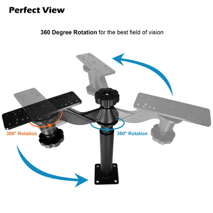 WINDFRD Aluminum Height Telescopic Fish Finder Mount, Marine Electronics Mount with Reinforced Horizontal Swing Arm for 7"-16" Large Depth Finder Display, Compatible with Garmin, Lowrance, Humminbird and More