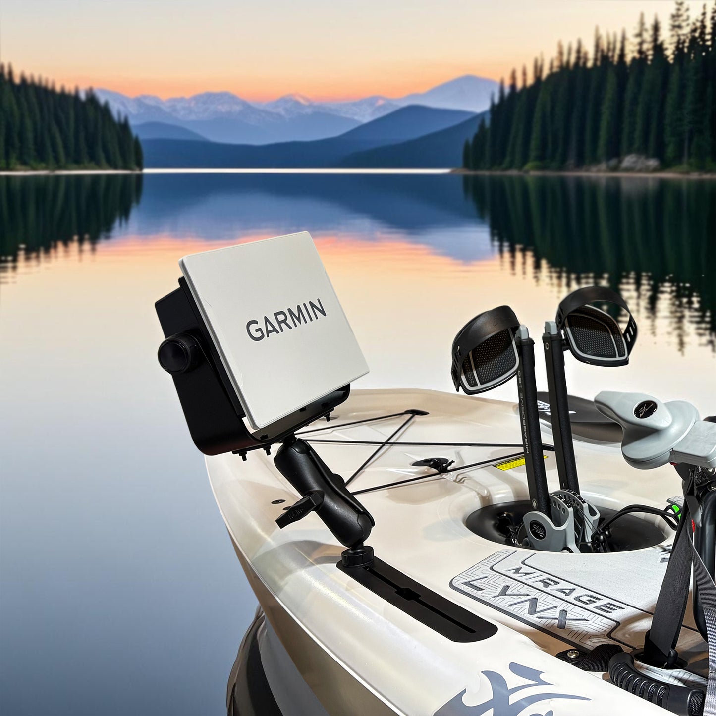 Support de sondeur en aluminium WINDFRD avec base à rotule en T de 1,5", support électronique/de sondeur marin pour rail de kayak/bateau, compatible avec Garmin, Lowrance, Humminbird et autres.