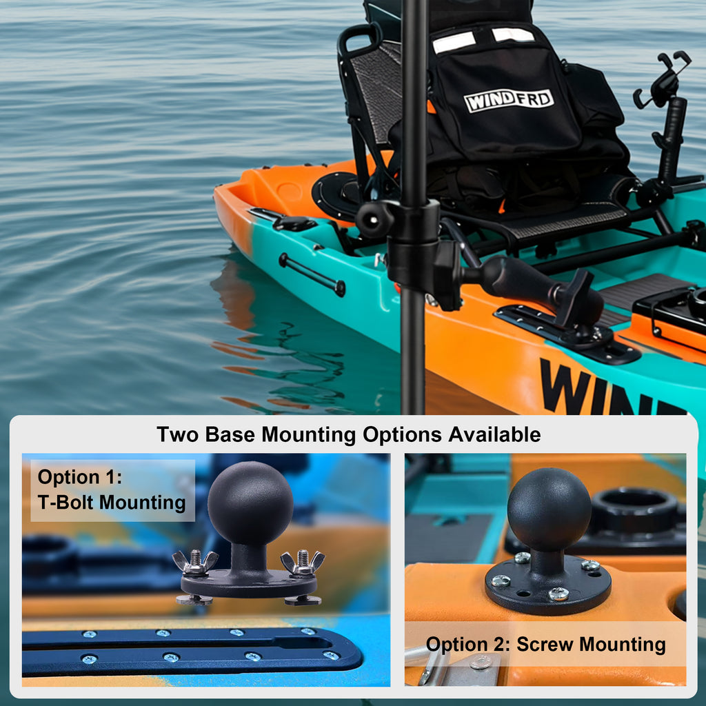WINDFRD Livescope Transducer Pole Mount for Kayak/Boat, 0 Degree Pole Mount Compatible with Garmin LiveScope Plus LVS34, Includes Luminous Handle Sleeve and T-Bolt Attachment