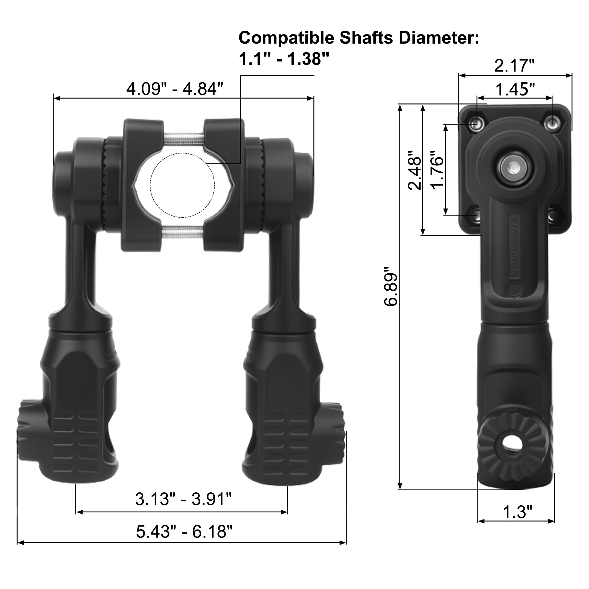 Dual Transducer Pole Mount Compatible with Garmin LiveScope LVS34 LVS32 LVS62 & Lowrance AT2, Hard-Anodized Cast Aluminum, Tool-Free 3-View Mode Adjustment Trolling Motor Bracket (Duo)