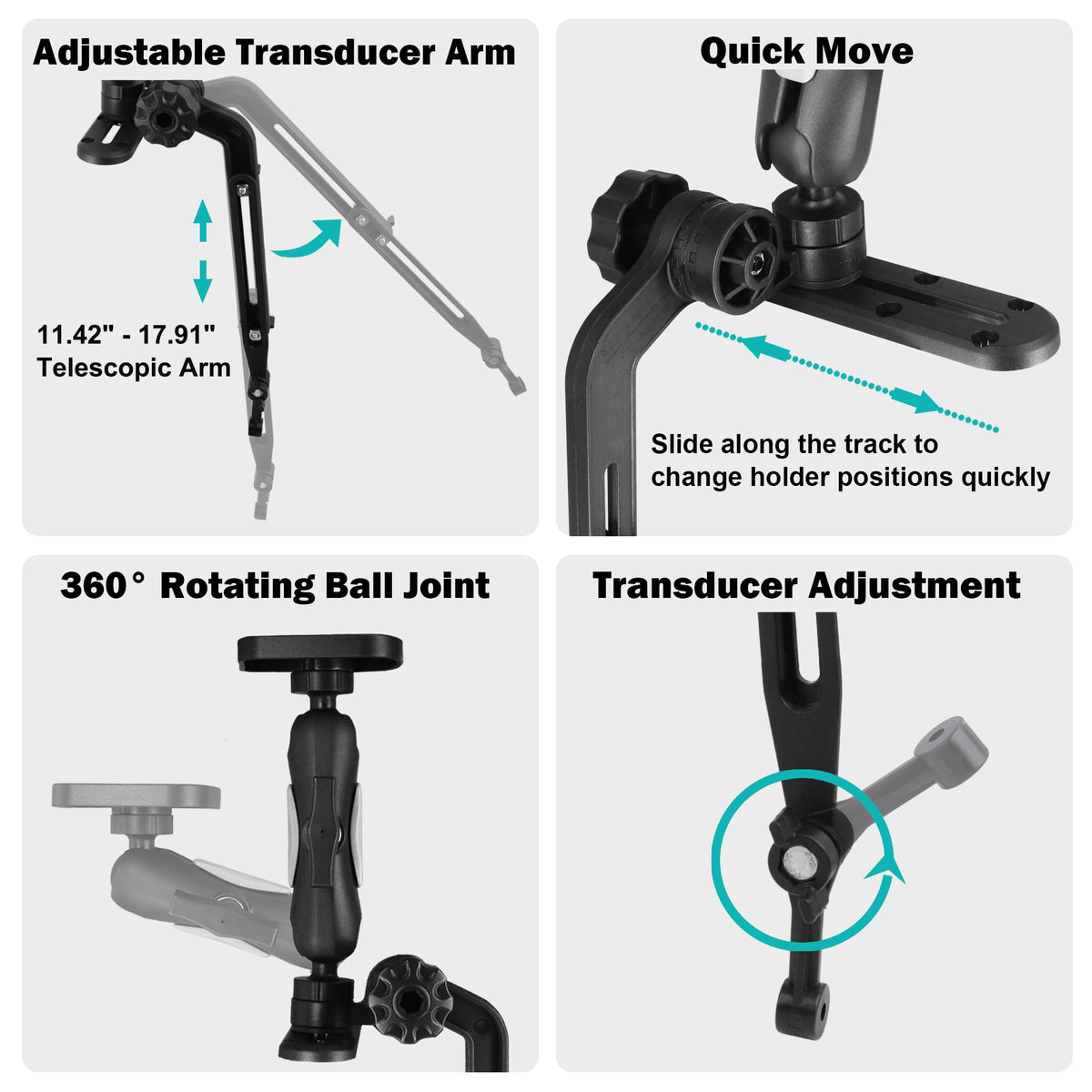 Kayak Fish Finder Mount with Transducer Arm, Boat Mount, Upgraded Version