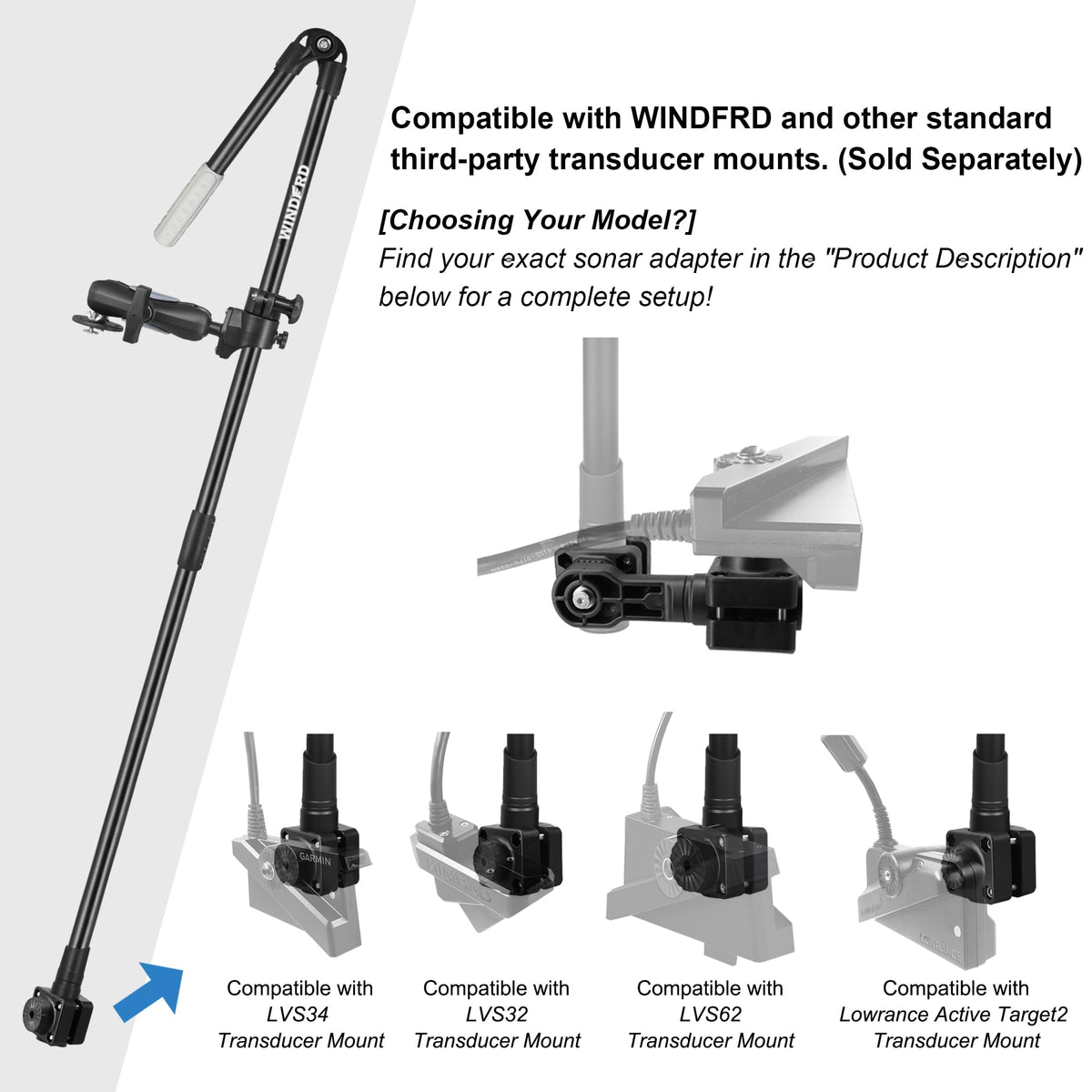 Aluminum Live Scope Transducer Pole DIY for Kayak Boat