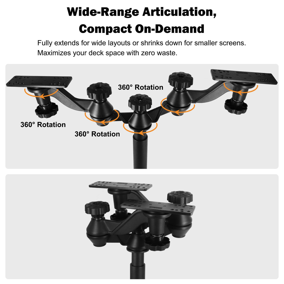 WINDFRD Aluminum Dual Fish Finder and Bow Graph Mount