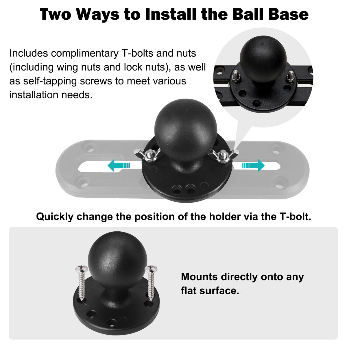 Fish Finder Mount 1.5" Ball, Depth Finder Mount for Kayak/Boat