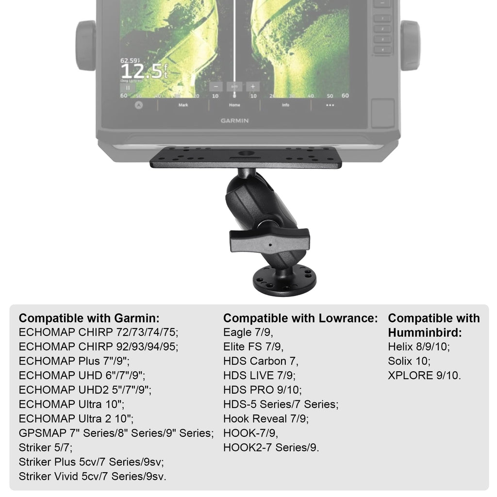 Fish Finder Mount 1.5" Ball, Depth Finder Mount for Kayak/Boat
