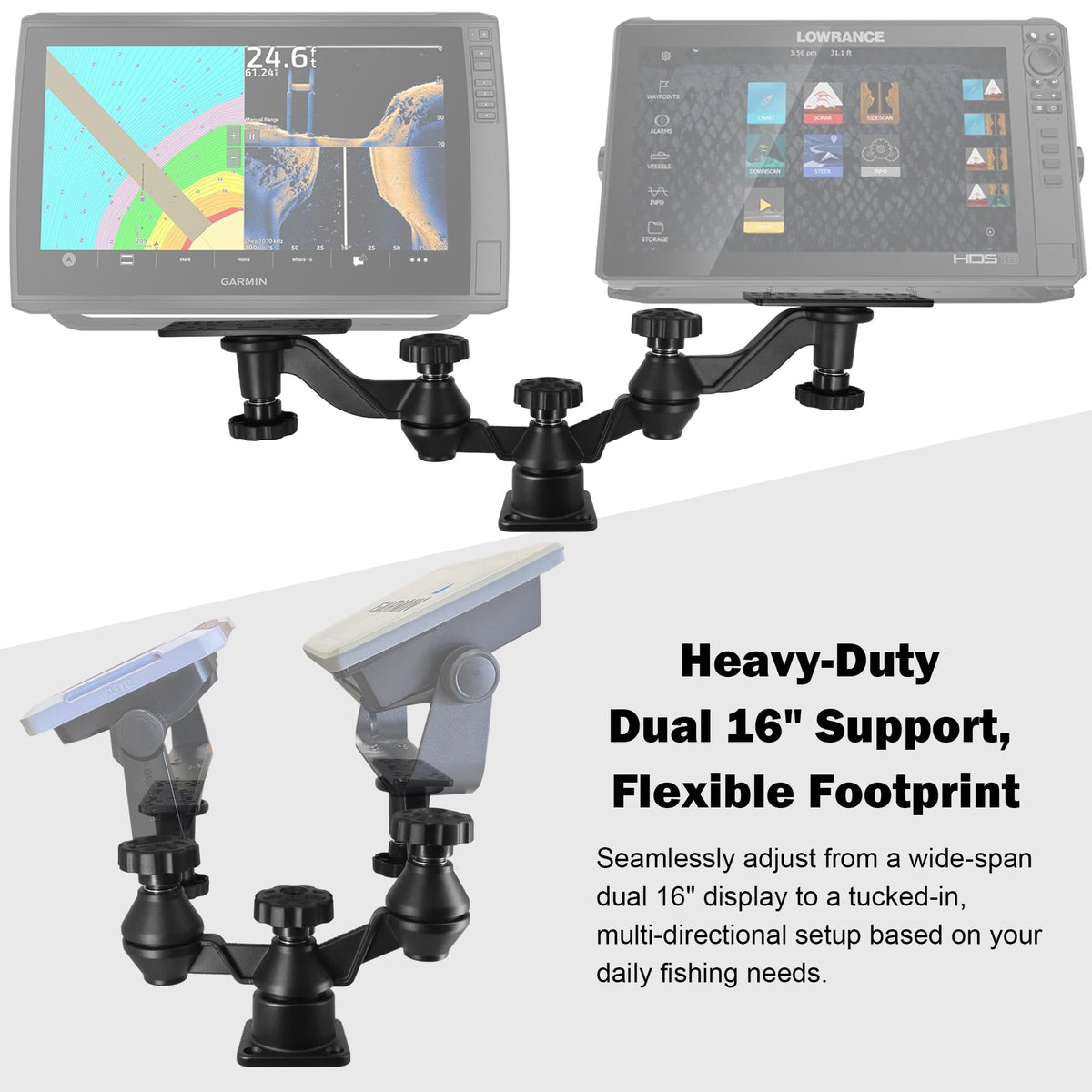 Dual Graph Mount, Two Independent 360° Arms, Fits 5-16" Displays