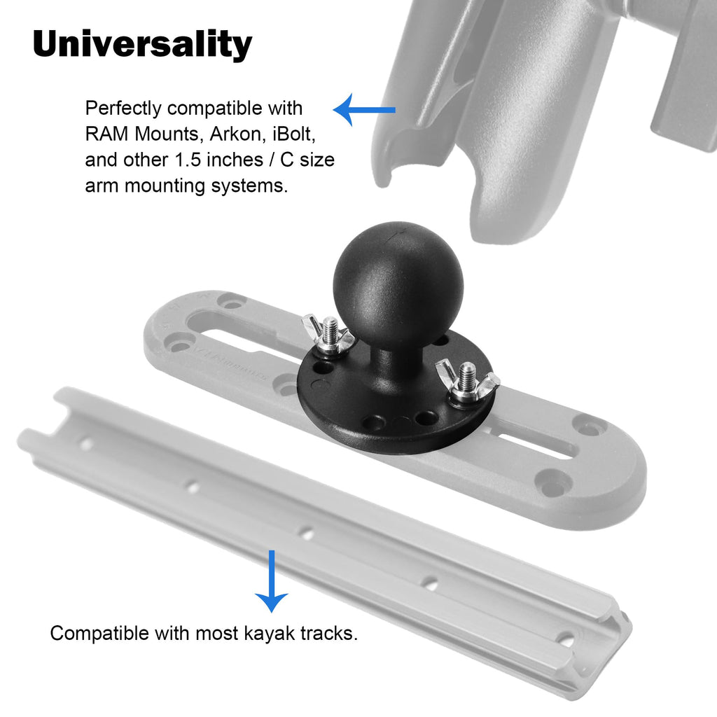 1.5 Inch AMPS Track Ball Mount Base with T-Bolt for Kayak
